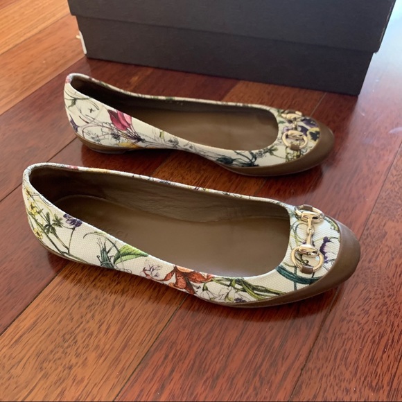 Gucci | Canvas Flora Horse-bit Flats 35 - Picture 5 of 11